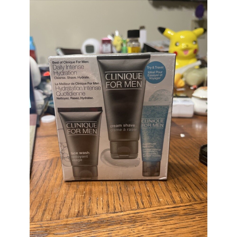Best of Clinique Men Travel 3pc Set NEW Face Wash Cream Shave Maximum Hydrator